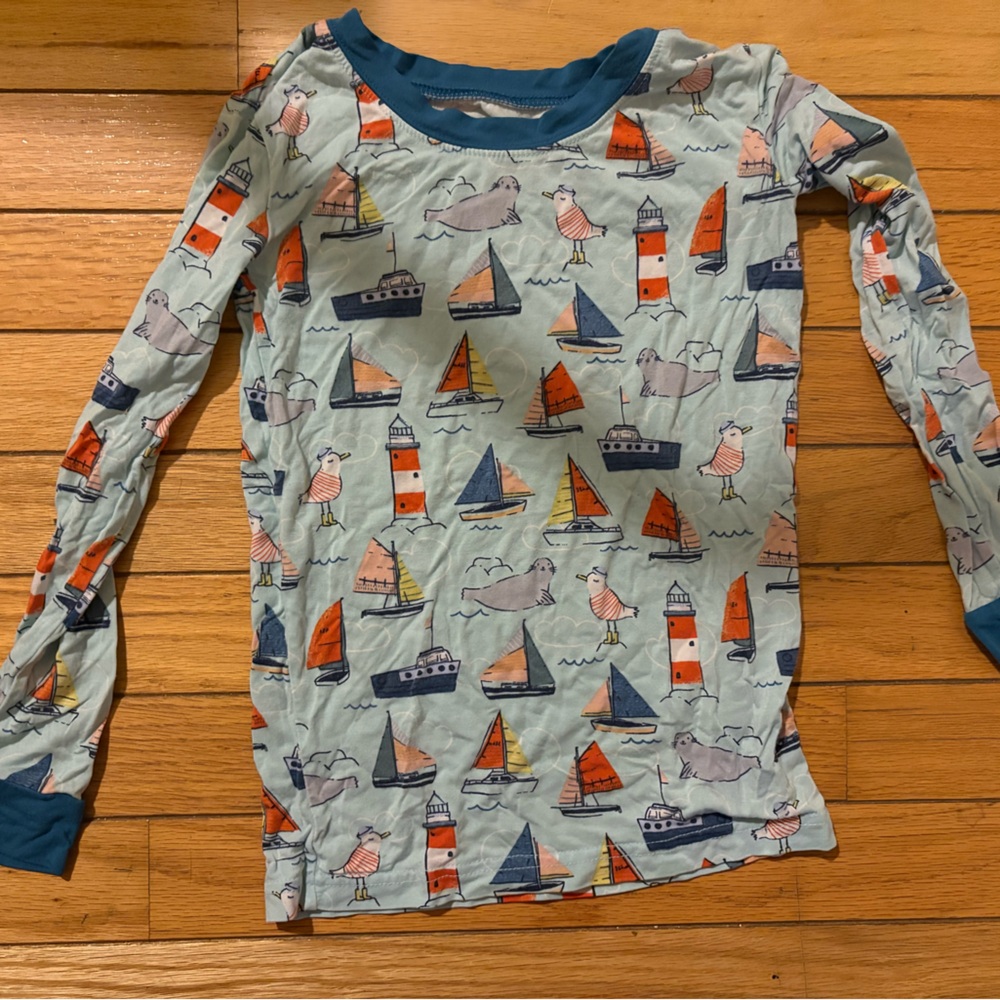 Little Sleepies Bamboo Pajama Top Only Size 5/6 Sailboat Print